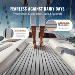 Boat Flooring, EVA Foam Boat Decking 94.5" x 35.4", Non-Slip Self-Adhesive Flooring, 23.2 sq.ft Marine Carpet for Boats, Yacht, Pontoon, Kayak Decking