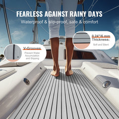 Boat Flooring, EVA Foam Boat Decking 94.5" x 45.7", Non-Slip Self-Adhesive Flooring, 29.9 sq.ft Marine Carpet for Boats, Yacht, Pontoon, Kayak Decking