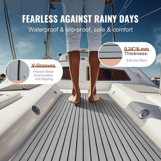 Boat Flooring, EVA Foam Boat Decking 94.5" x 45.7", Non-Slip Self-Adhesive Flooring, 29.9 sq.ft Marine Carpet for Boats, Yacht, Pontoon, Kayak Decking