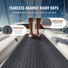 Boat Flooring, EVA Foam Boat Decking 94.5" x 23.6", Non-Slip Self-Adhesive Flooring, 15.5 sq.ft Marine Carpet for Boats, Yacht, Pontoon, Kayak Decking