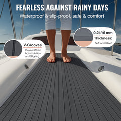 Boat Flooring, EVA Foam Boat Decking 94.5" x 23.6", Non-Slip Self-Adhesive Flooring, 15.5 sq.ft Marine Carpet for Boats, Yacht, Pontoon, Kayak Decking