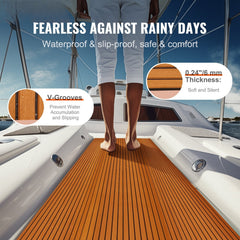 Boat Flooring, EVA Foam Boat Decking 94.5" x 46", Non-Slip Self-Adhesive Flooring, 29.9 sq.ft Marine Carpet for Boats, Yacht, Pontoon, Kayak Decking