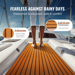 Boat Flooring, EVA Foam Boat Decking 94.5" x 35.4", Non-Slip Self-Adhesive Flooring, 23.2 sq.ft Marine Carpet for Boats, Yacht, Pontoon, Kayak Decking