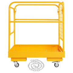 Forklift Safety Cage, 544 kg Load Capacity, 92 x 92 cm Folding Forklift Work Platform with Lockable Swivel Wheels, Drain Hole, and Device Chain, Holds 1 to 2 Adults, Perfect for Aerial Work