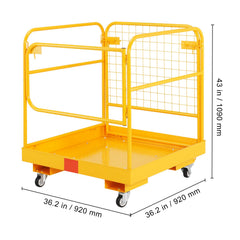 Forklift Safety Cage, 544 kg Load Capacity, 92 x 92 cm Folding Forklift Work Platform with Lockable Swivel Wheels, Drain Hole, and Device Chain, Holds 1 to 2 Adults, Perfect for Aerial Work