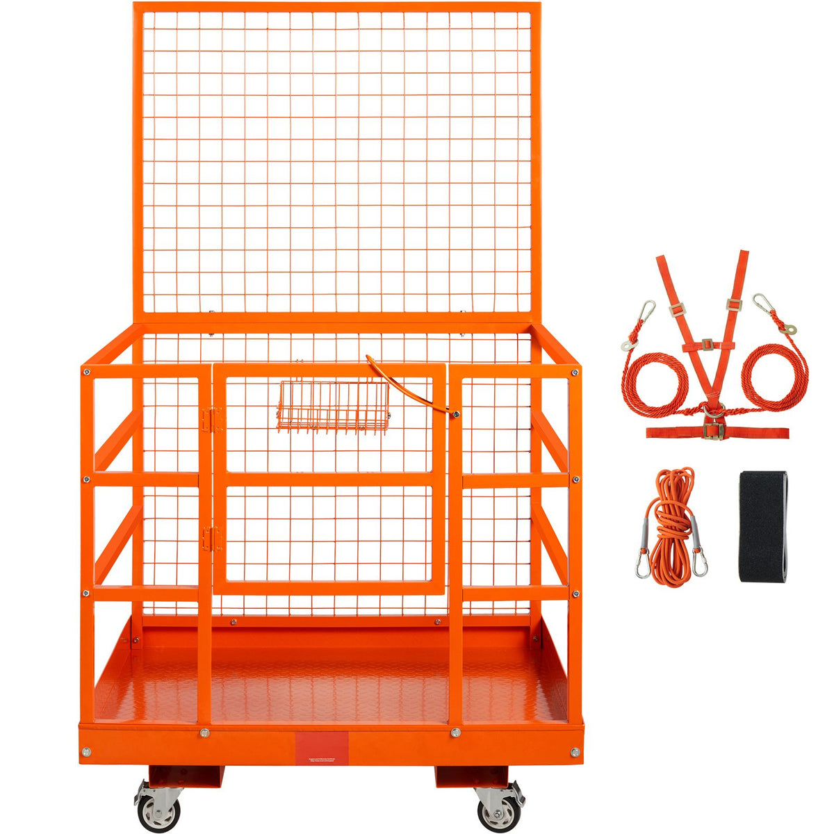 Forklift Safety Cage Work Platform 43X45in 1400lbs w/ Wheels for Aerial