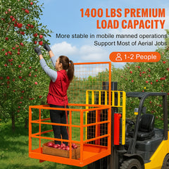 Forklift Safety Cage Work Platform 43X45in 1400lbs w/ Wheels for Aerial