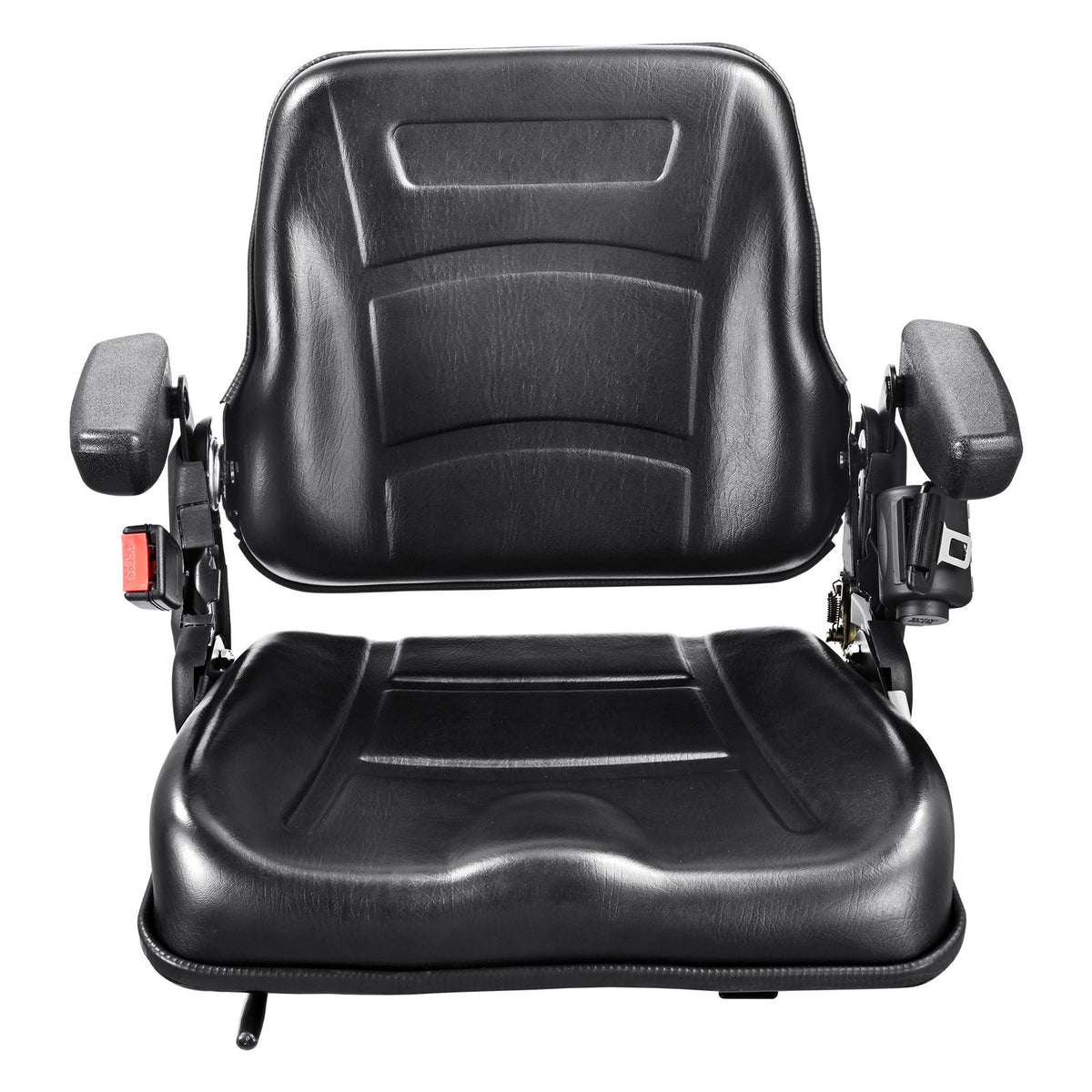 Universal Forklift Seat, Fold Down Tractor Seat with Adjustable Angle Back, Micro Switch, Seatbelt and Armrests, 16-34 cm Slot Tractor Seat for Tractor Loader Excavator