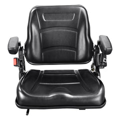 Universal Forklift Seat, Fold Down Tractor Seat with Adjustable Angle Back, Micro Switch, Seatbelt and Armrests, 16-34 cm Slot Tractor Seat for Tractor Loader Excavator