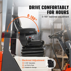 Universal Forklift Seat Adjustable Tractor Seat with Seatbelt Armrests