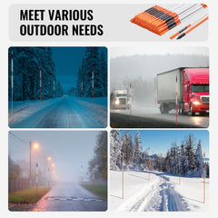 Driveway Markers, 100PCS 121.5cm, 0.78cm Diameter, Orange Fiberglass Poles Snow Stakes with Reflective Tape, 30cm Steel Drill Bit & Protection Gloves for Parking Lots, Walkways Easy Visibility