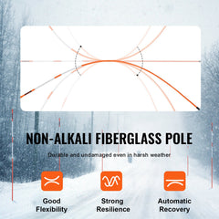 Driveway Markers, 100PCS 121.5cm, 0.78cm Diameter, Orange Fiberglass Poles Snow Stakes with Reflective Tape, 30cm Steel Drill Bit & Protection Gloves for Parking Lots, Walkways Easy Visibility