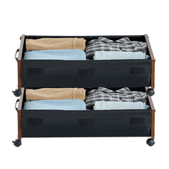 Under Bed Storage with Wheels, 650 x 460 x 180 mm Underbed Containers, Underbed Shoes Organizer with Lockable Wheels, Rolling Under the Bed Storage Bins for Clothes, Shoes, Blankets, 2 Pack