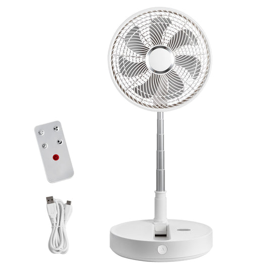 12 Inch Foldable Oscillating Standing Fan with Remote Control, 4 Speed Adjustable Portable Desk Quiet Fan, 7200mah Rechargeable USB Small Fan, Folded Rotating Floor Fan for Bedroom Office Travel