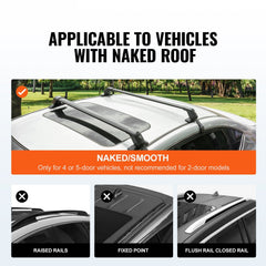 Universal Roof Rack Crossbar for Naked Roof Vehicle Aluminum with Lock