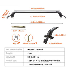 Universal Roof Rack Crossbar for Naked Roof Vehicle Aluminum with Lock