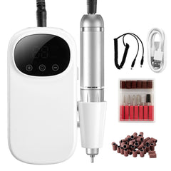 Electric Rechargeable Nail Drill, 35,000RPM Portable Cordless Nail E File Machine, LCD-Display Acrylic Gel Grinder Tool with 6 Bits and 50PCS Sanding Bands for Manicure Pedicure Carve Polish