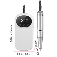 Electric Rechargeable Nail Drill, 35,000RPM Portable Cordless Nail E File Machine, LCD-Display Acrylic Gel Grinder Tool with 6 Bits and 50PCS Sanding Bands for Manicure Pedicure Carve Polish