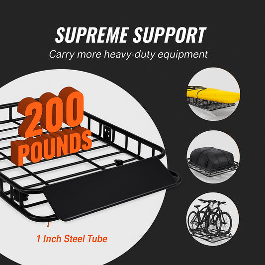 Roof Rack Cargo Basket 200 LBS 51"x36"x5" for SUV Truck with Luggage Bag