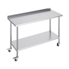 24 x 60 x 40 Inch Stainless Steel Work Table, Commercial Food Prep Worktable with Casters, Heavy Duty Prep Worktable, Metal Work Table with Adjustable Height for Restaurant, Home and Hotel