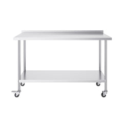 24 x 60 x 40 Inch Stainless Steel Work Table, Commercial Food Prep Worktable with Casters, Heavy Duty Prep Worktable, Metal Work Table with Adjustable Height for Restaurant, Home and Hotel