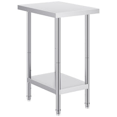 Stainless Steel Prep Table, 24 x 18 x 34 Inch, Heavy Duty Metal Worktable with 3 Adjustable Height Levels, Commercial Workstation for Kitchen Garage Restaurant Backyard