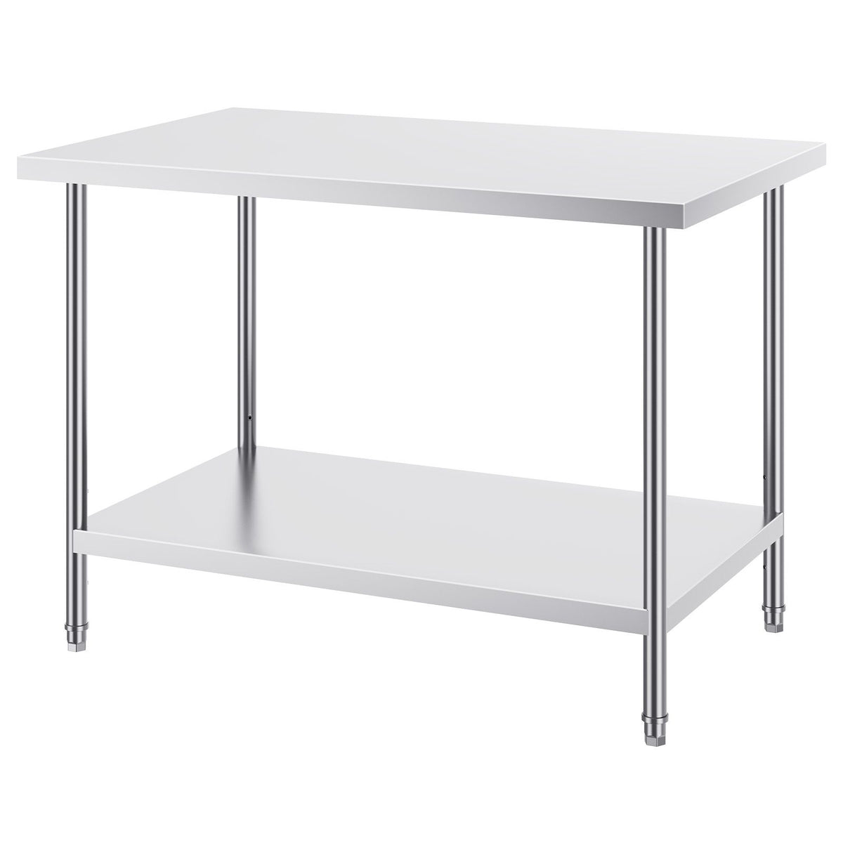 Stainless Steel Prep Table, 30 x 48 x 34 Inch, Heavy Duty Metal Worktable with 3 Adjustable Height Levels, Commercial Workstation for Kitchen Garage Restaurant Backyard
