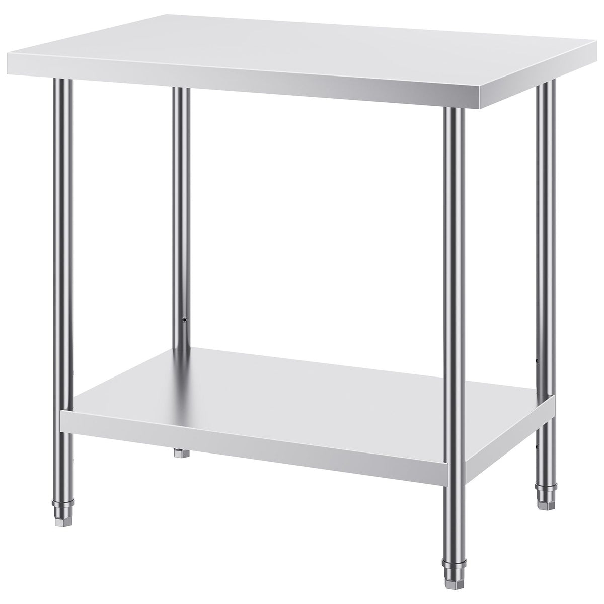 Stainless Steel Prep Table, 24 x 36 x 34 Inch, Heavy Duty Metal Worktable with 3 Adjustable Height Levels, Commercial Workstation for Kitchen Garage Restaurant Backyard