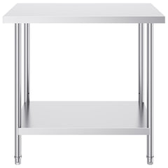 Stainless Steel Prep Table, 24 x 36 x 34 Inch, Heavy Duty Metal Worktable with 3 Adjustable Height Levels, Commercial Workstation for Kitchen Garage Restaurant Backyard