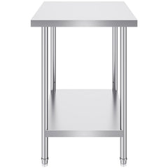 Stainless Steel Prep Table, 24 x 36 x 34 Inch, Heavy Duty Metal Worktable with 3 Adjustable Height Levels, Commercial Workstation for Kitchen Garage Restaurant Backyard