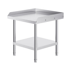 Stainless Steel Work Table, 24 x 24 x 26 Inch Commercial Food Prep Worktable, 3-Sided Backsplash Heavy Duty Prep Worktable, Metal Work Table with Adjustable Height for Restaurant Home Hotel