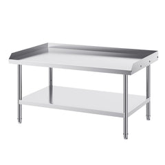 Stainless Steel Work Table, 762 x 1219 x 660 mm Commercial Food Prep Worktable, 3-Sided Backsplash Heavy Duty Prep Worktable, Metal Work Table with Adjustable Height for Restaurant Home Hotel