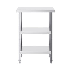 Stainless Steel Food Prep Table, 14 x 24 x 34 Inch Commercial Kitchen Worktable, with 2 Adjustable Undershelf, Heavy Duty Prep Table Metal Work Table for BBQ, Kitchen, Home, and Garage