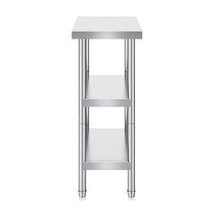 Stainless Steel Food Prep Table, 14 x 24 x 34 Inch Commercial Kitchen Worktable, with 2 Adjustable Undershelf, Heavy Duty Prep Table Metal Work Table for BBQ, Kitchen, Home, and Garage