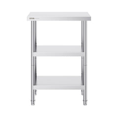Stainless Steel Food Prep Table, 14 x 24 x 34 Inch Commercial Kitchen Worktable, with 2 Adjustable Undershelf, Heavy Duty Prep Table Metal Work Table for BBQ, Kitchen, Home, and Garage