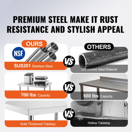 30x12x34 Inch Stainless Steel Work Table 3-Stage Adjustable Shelf with 4 Wheels Heavy Duty Commercial Food Prep Worktable with Brake for Kitchen Prep Work
