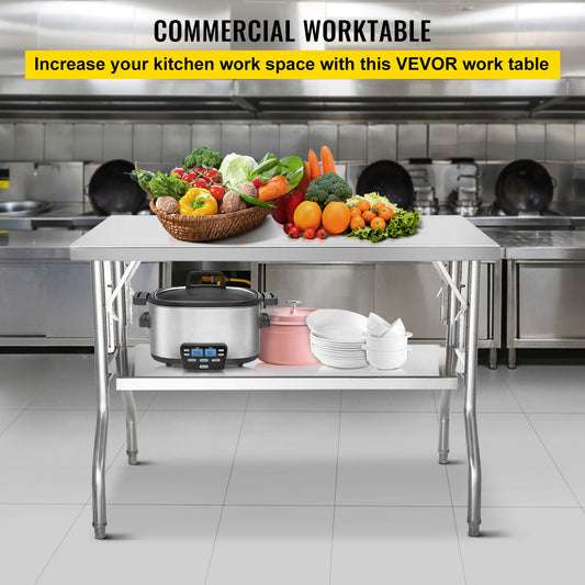 Commercial Worktable Workstation Folding Commercial Prep Table 1220x610 mm
