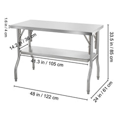 Commercial Worktable Workstation Folding Commercial Prep Table 1220x610 mm