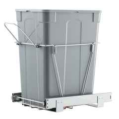 Pullout Trash Can for Kitchen Cabinets, Garbage Waste Recycling Bin, Under Mount Waste Container, with Heavy Duty Metal Full Extension Sliding System and Handle, for Sink, Under Counter
