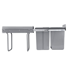 Pullout Trash Can for Kitchen Cabinets, 20+10+10L Double Under Sink Garbage Waste Recycling Bin, Under Mount Waste Container, with Heavy Duty Metal Full Extension Sliding System and Handle