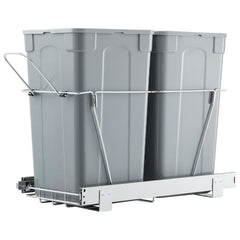 Pullout Trash Can for Kitchen Cabinets,Double Under Sink Garbage Waste Recycling Bin, Under Mount Waste Container, with Heavy Duty Metal Full Extension Sliding System and Handle