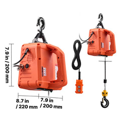 3-in-1 Electric Hoist Winch, 700 kg Capacity, 1500W Portable Power Winch Crane, 7.6 m Lifting Height, 5 m/min with Manual, Wired and Wireless Remote Control for Factory, Warehouss, Garage
