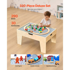 Multi-Purpose Activity Play Table 290 Building Bricks & 30 PCS Accessories