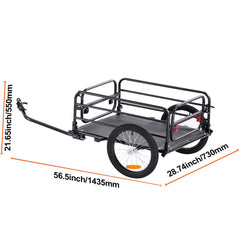 Bike Cargo Trailer, 72.5 kg Load, Heavy-Duty Bicycle Wagon Cart, Foldable Compact Storage & Quick Release with Universal Hitch, 406.4 mm Wheels, Safe Reflectors, Fits 558.8-711.2 mm Bike Wheels
