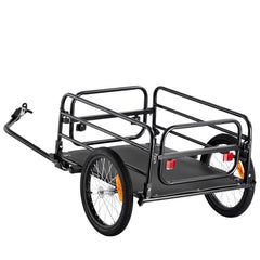 Bike Cargo Trailer, 72.5 kg Load, Heavy-Duty Bicycle Wagon Cart, Foldable Compact Storage & Quick Release with Universal Hitch, 406.4 mm Wheels, Safe Reflectors, Fits 558.8-711.2 mm Bike Wheels