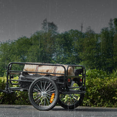 Bike Cargo Trailer, 72.5 kg Load, Heavy-Duty Bicycle Wagon Cart, Foldable Compact Storage & Quick Release with Universal Hitch, 406.4 mm Wheels, Safe Reflectors, Fits 558.8-711.2 mm Bike Wheels