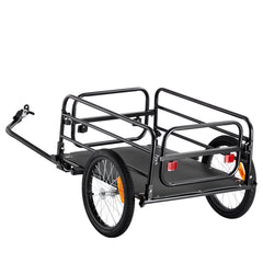 Bike Cargo Trailer, 72.5 kg Load, Heavy-Duty Bicycle Wagon Cart, Foldable Compact Storage & Quick Release with Universal Hitch, 406.4 mm Wheels, Safe Reflectors, Fits 558.8-711.2 mm Bike Wheels