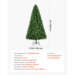 Christmas Tree, 1.8m Artificial Xmas Tree, Full Holiday Decor Trees with 1250 Branch Tips & Sturdy Metal Base for Home Party Office Decoration