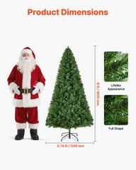 Christmas Tree, 1.8m Artificial Xmas Tree, Full Holiday Decor Trees with 1250 Branch Tips & Sturdy Metal Base for Home Party Office Decoration