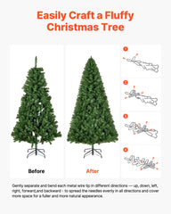 Christmas Tree, 1.8m Artificial Xmas Tree, Full Holiday Decor Trees with 1250 Branch Tips & Sturdy Metal Base for Home Party Office Decoration